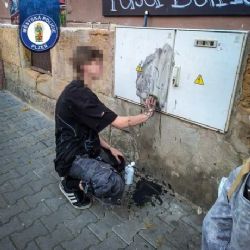 Pouliční umění mu dlouho nevydrželo. Mladík musel kresbu z rozvodné skříně odstranit